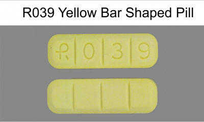 R039 Yellow Bar Shaped Pill: